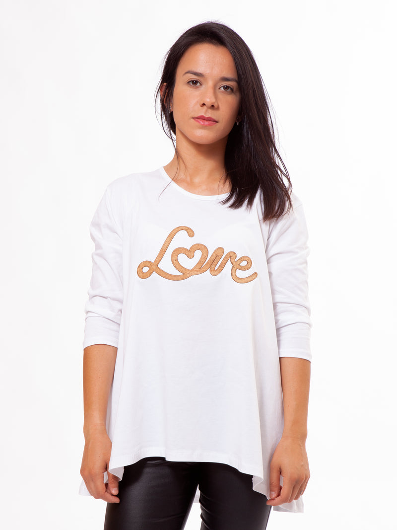 3/4 Sleeve LOVE Top white love