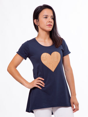 Cork HEART Top blue vegan t-shirt